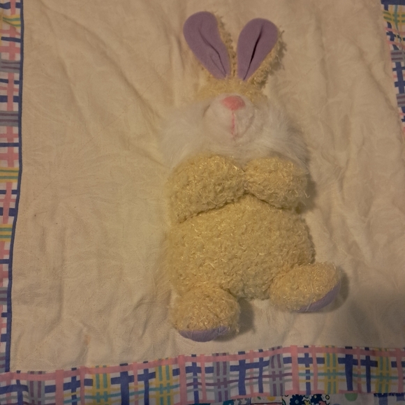 Vintage 3D bunny plush toddler blanket quilt throw comforter cotton - Picture 5 of 12